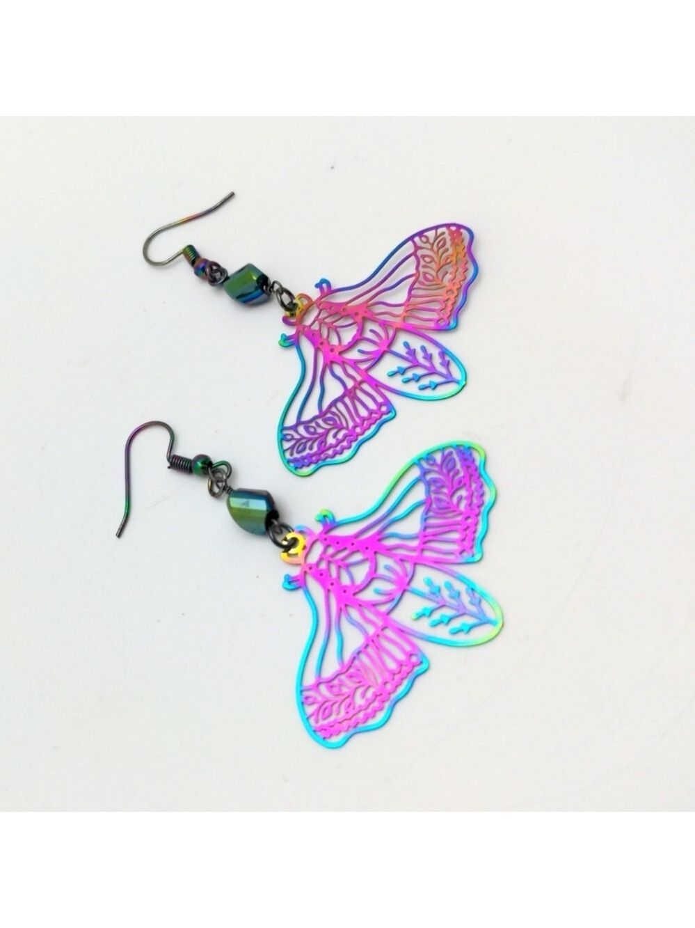 381MIDALANE Oil Slick Rainbow Iridescent Cicada Earrings